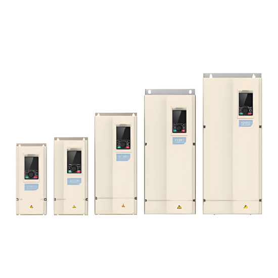 อินเวอร์เตอร์ VEICHI AC600 แบบติดผนัง สีเทาดำ พร้อมหน้าจอคีย์แพดดิจิทัลและโครงสร้างการระบายความร้อนแบบแนวตั้ง